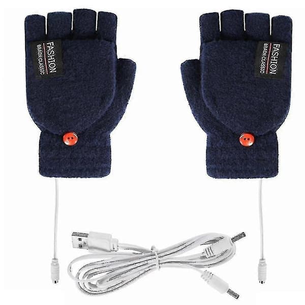 Elektriske varmehansker termisk USB-lading håndvarmer oppvarmede votter-shry Navy Blue