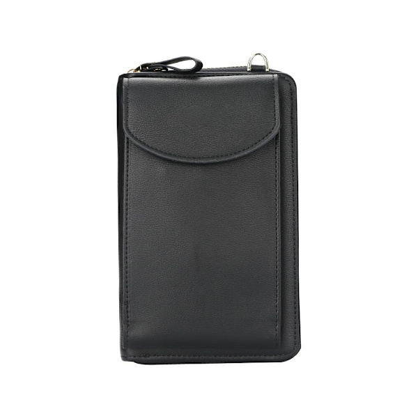 Svart mobiltelefonväska, 11 cm (L) x 4 cm (B) ??x 18 cm (H) Axelväska