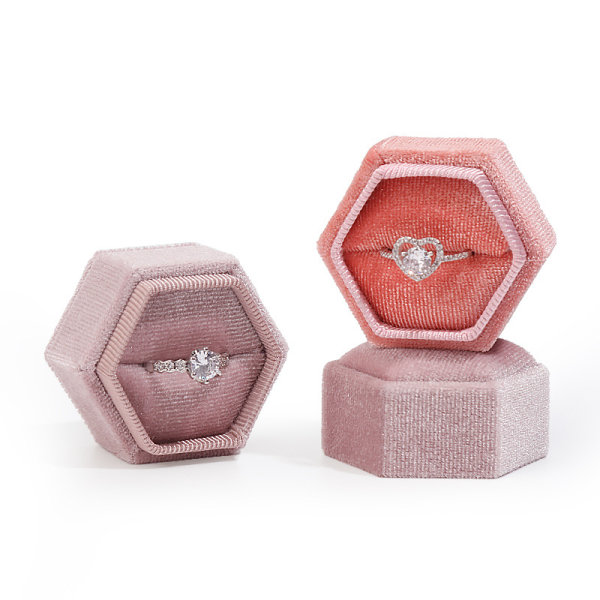 2 stycken hexagonala smyckeskrin örhängen hänge ringbox fas
