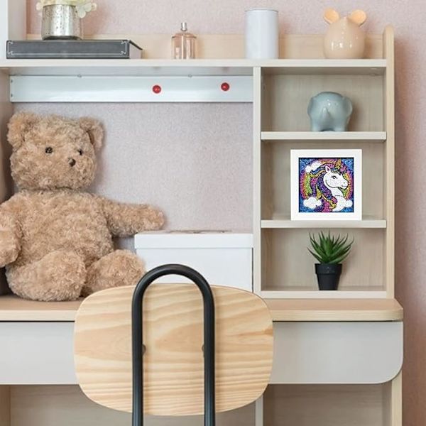 Diamantmålning för Barn Enhörning (Blå), DIY Enhörning Målning för