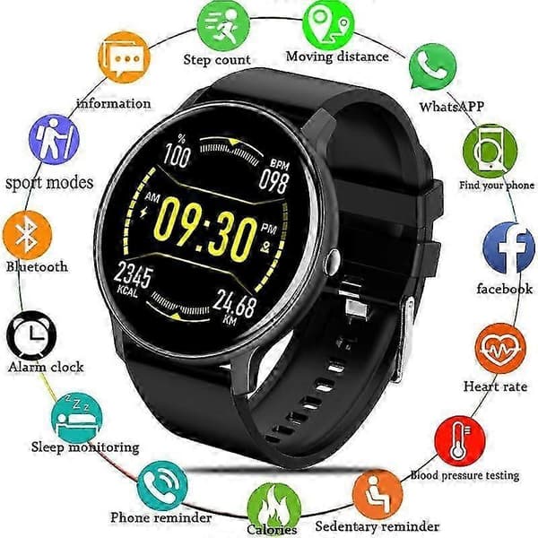 Smartklocka Bluetooth Fitness Tracker med Puls Blodsyremätare, Sömnmonitor Vattentät