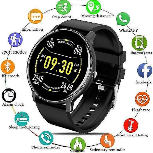 Smartwatch Bluetooth Fitness Tracker med pulsmåler, iltmåler, søvnmonitor og vandtæt