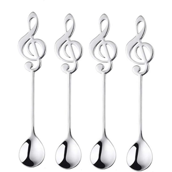 4PCS Dessert Spoon Decorative Musical Note Mixing Spoon Teaspoon