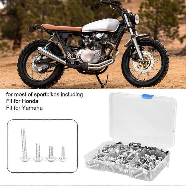 177 st Motorcykelskruvar Kåpskruvssats Universal M5 M6 Passar Yamaha Sportbikes Silver