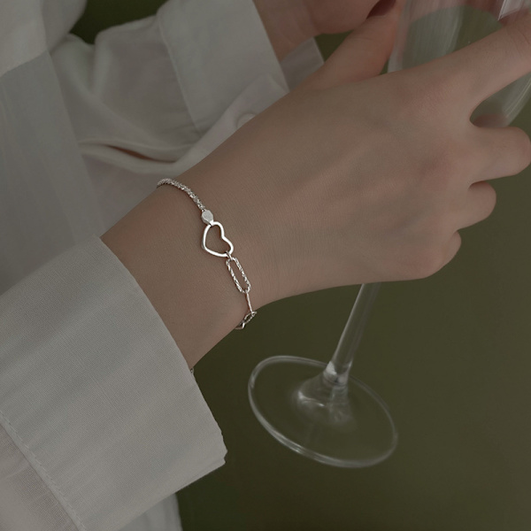 1 stk Hvitgullbelagt Uendelig Hjerte Armbånd Med Zirkonia