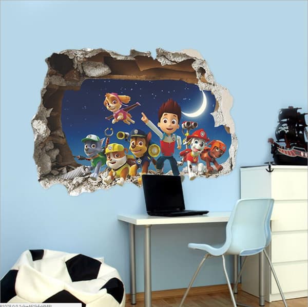 En 50×70CM 3D tredimensionell tecknad hund dekorativ väggmålning