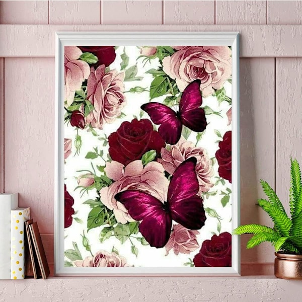 ##/30*40cm, 5D timanttimaalaussetti, punainen perhonen##/