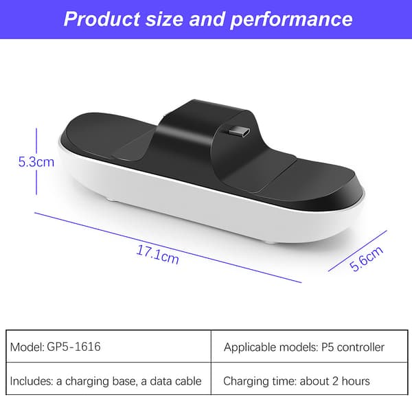 Ladestasjon for PS5-kontrollerhåndtak, USB-lader