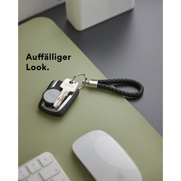 Svart och röd läderrepnyckelring, vävd nyckelaccessoar, meta