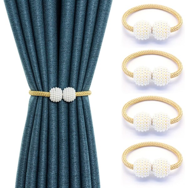 4 kpl Magneettiset Verhotarrat, Magneettiset Helmi-Pallo Verhotarrat