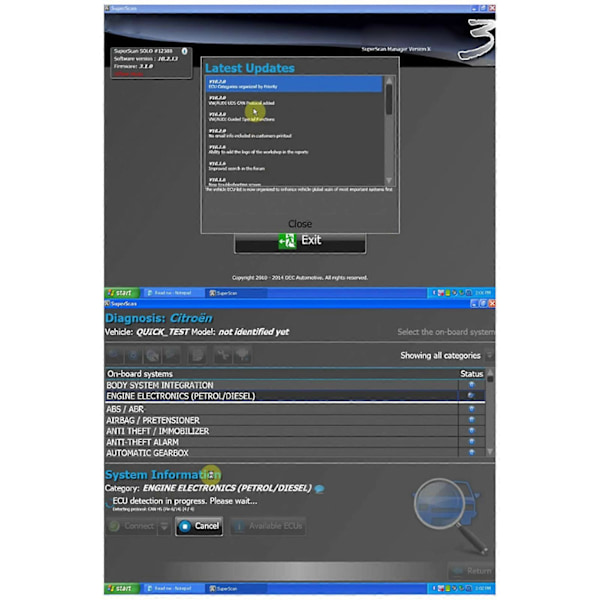 OBD2 Diagnostisk Programmeringsskanner Bluetooth-gränssnitt ECU-igenkänning för Peugeot/Citroen
