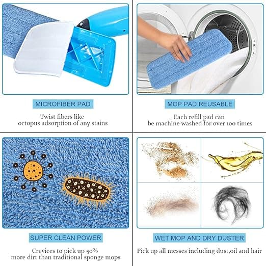 6 stk. 42 * 14 cm moppe udskiftning reservedel rengøringsdæksel moppe udskiftningspuder mikrofiber spray kost til spraymopper