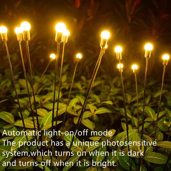 Sett med 4 10 LED solcelledrevne ildfluer (4 stk, varmhvit), g