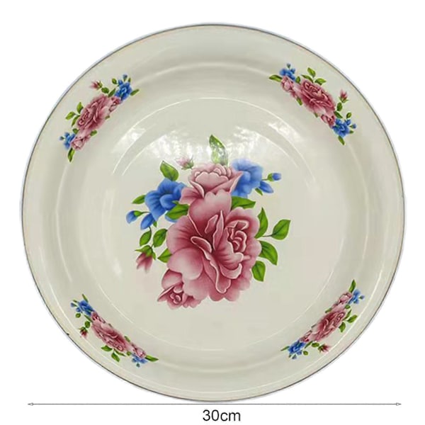 Tallrik Porslin Stor Kapacitet Blomstermönster Elegant Förrätt Matservering Emaljerad Skål Köksartiklar C