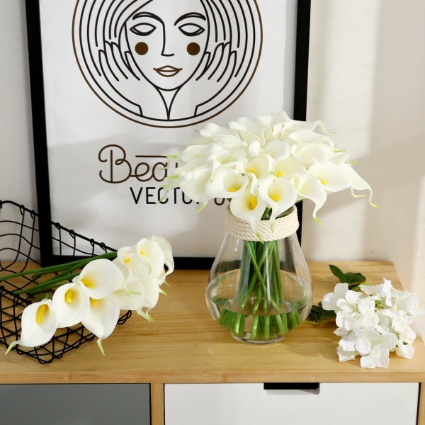 Kunstig Latex Blomsterbukett, 20 Calla Liljer, Realistisk Følelse