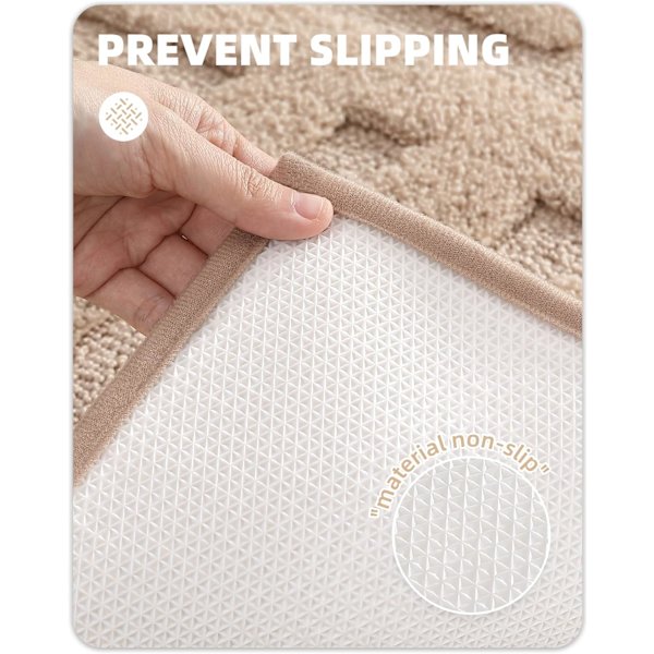 Skridsikker Bademåtte 40x60cm Beige, Absorberende og Vaskbar Badeværelse
