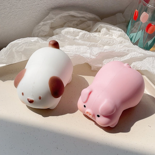 2-pakks Magehund og Magegris Myke Lekefigurer 3D Klemleker Stress R