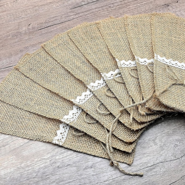 10 st, spetsburlap besticksväska, spetsburlap besticksväska, middag