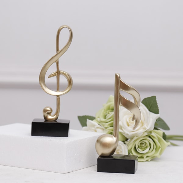3 stk. Musikknote Statuedekorasjon Skulptur Resin Figur Kunst Gull 17cm