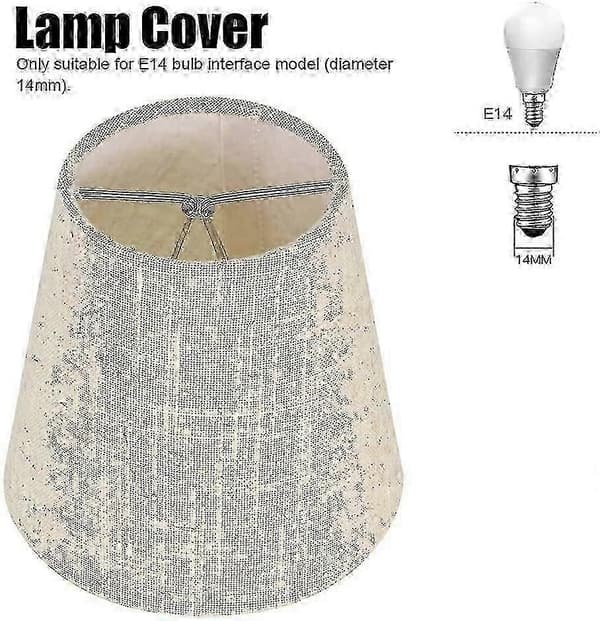 6 stk. Lampekupler Vægslampe Lysekrone Klips På Lampekupler E14 Skrue Linned Små Lampekupler Til Bordlamper
