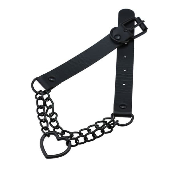 PU-läder Peach Heart Punk Halsband (Svart), Hjärtformat Hänge