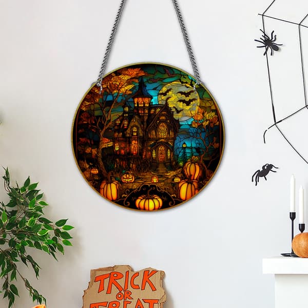 Halloween Akryylinen Ripustus - Tumma Linna, Ripustettava Kyltti Kotiin