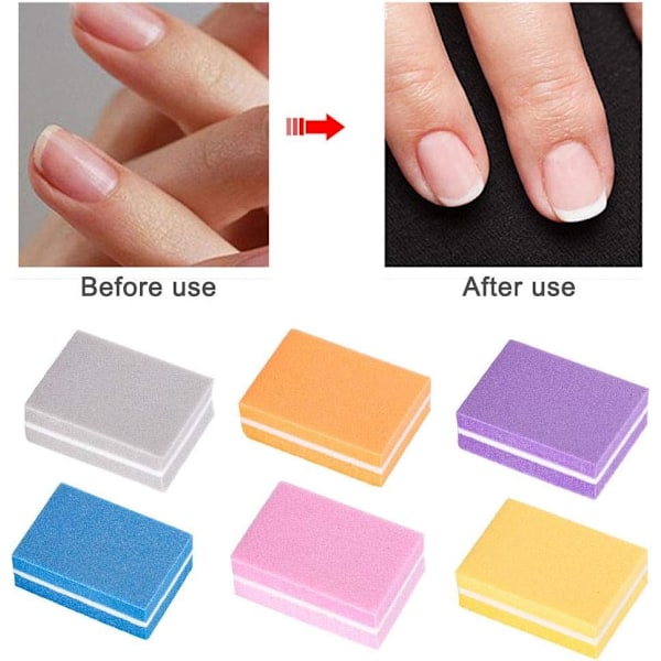 50 st Mini Nagelfilblock Dubbelsidig Färgad Svamp Nagelfil