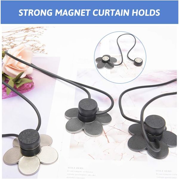 Sæt med 4 Vintage Harpiks Blomster Magnetiske Gardinbindere - til Ho