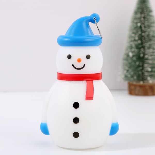 ##/Julglödande Snögubbe Nattlampa - Blå Hatt, Juldekoration##/