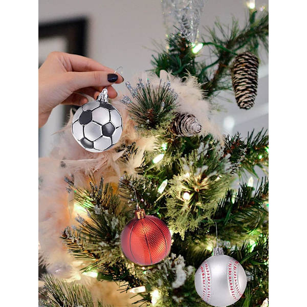 ##/6 st julgranskulor, 6 cm, baseboll##/