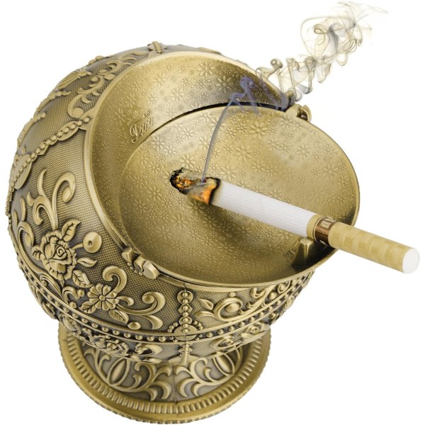 Vintage vindtæt askebæger med låg Bærbar bordcigaret