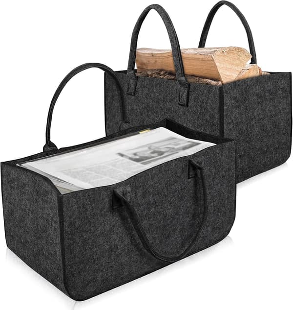 Sæt med 2 filtposer - Foldbare, transportable - Mørkegrå, alsidige