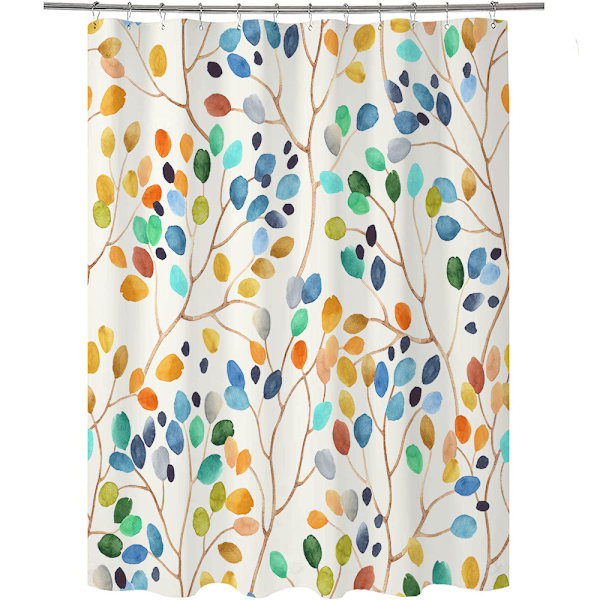 ##/180×180CM Dusjforheng med botaniske blomster og kroker##/