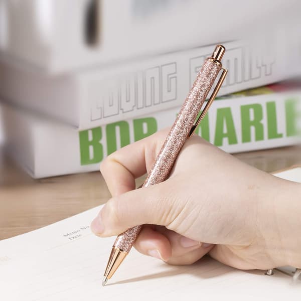 Glansede kulepennmetall Retractable Pen Rose Gold Penner for Sc