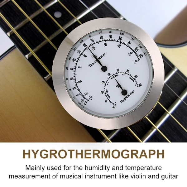 Rund Hygrometer Termometer för Gitarr och Violin med Luftfuktighetstemperaturindikator för Instrumentunderhåll