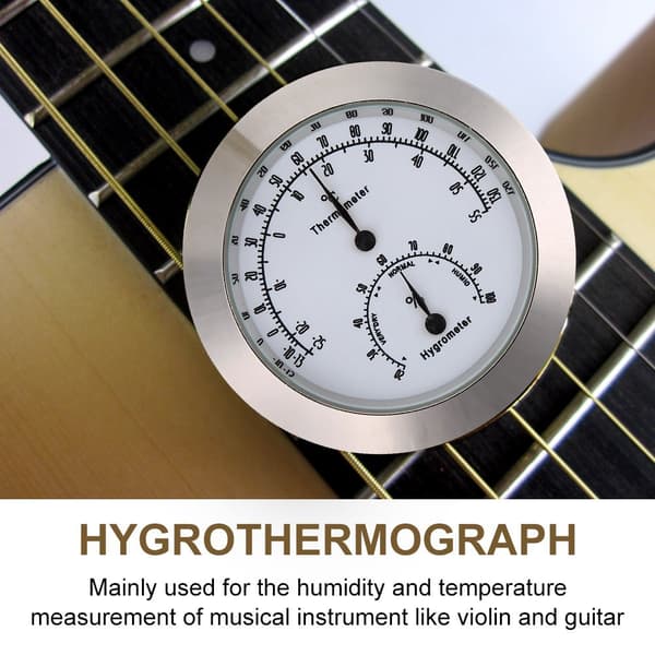 Rundt Hygrometer Termometer til Guitar og Violin med Fugtigheds Temperaturindikator til Instrumentvedligeholdelse