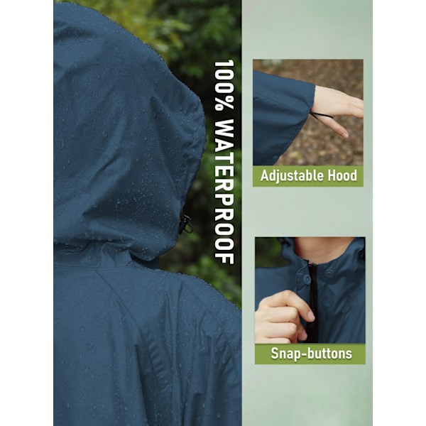 Lättviktig regnponcho - Svart prickig poncho, vattentät