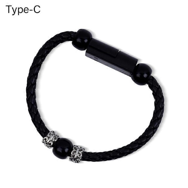 Flätat armband i konstläder Micro USB Type-C Laddningskabel Data Synk Sladd Type-c