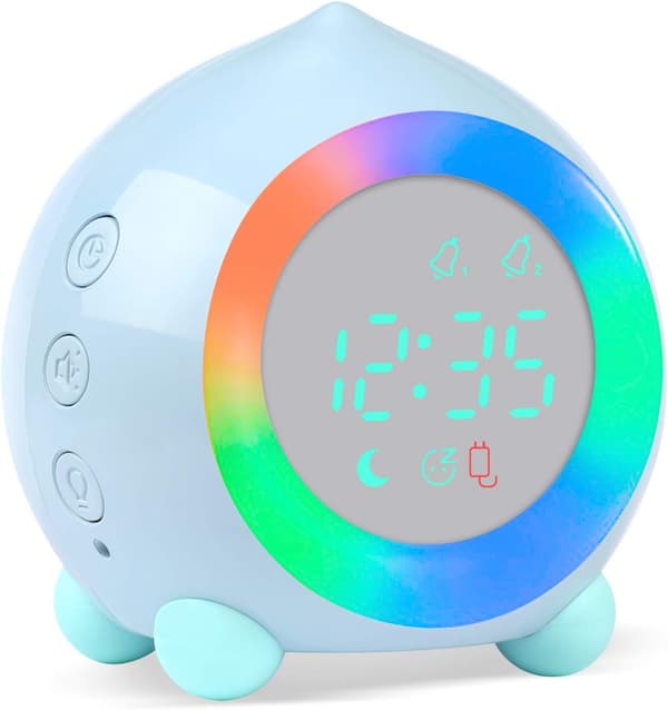 Barnealarmklokke med LED-lys (blå) Digital lampealarmklokke