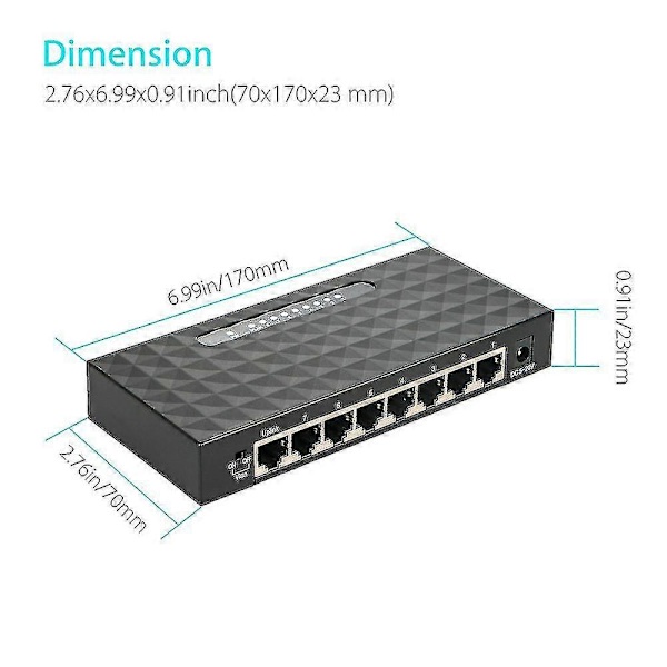 Usb Mini Lan Poe Ethernet Netværk Desktop Switch 8 Port 10 100mbps