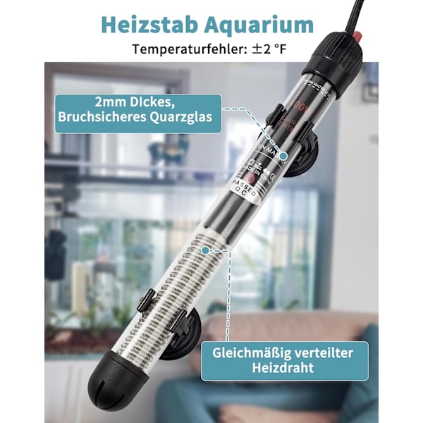 Justerbar Akvariumvärmare 120L 100 W Akvariumresistans med T