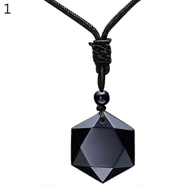 Unisex Mode Naturlig Energi Sten Hexagram Obsidian Halsband Smycke Gåva 1