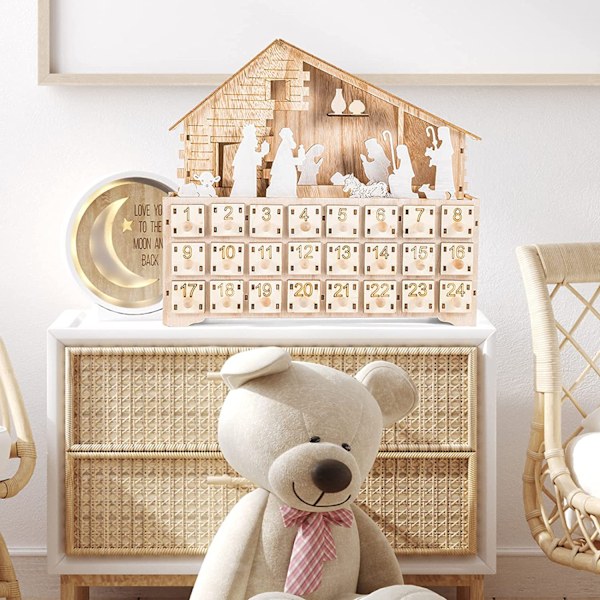 LED-lys i tre, julekalender med nedtelling til jul for skrivebord