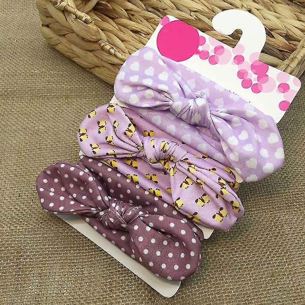 3 stk./sett Baby Jenter Turban Kaninøre Hodebånd Sløyfe Elastisk Hårbånd Gave Til Barn Blue series