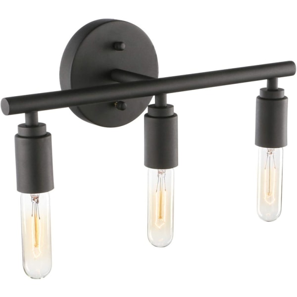 3-pære badeværelsesspejl lampe sort metal væglampe indendørs