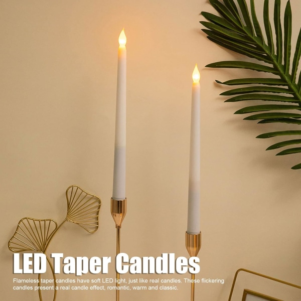 2-pack Flameless LED-ljus (helvita), LED Taper Candles, Batt