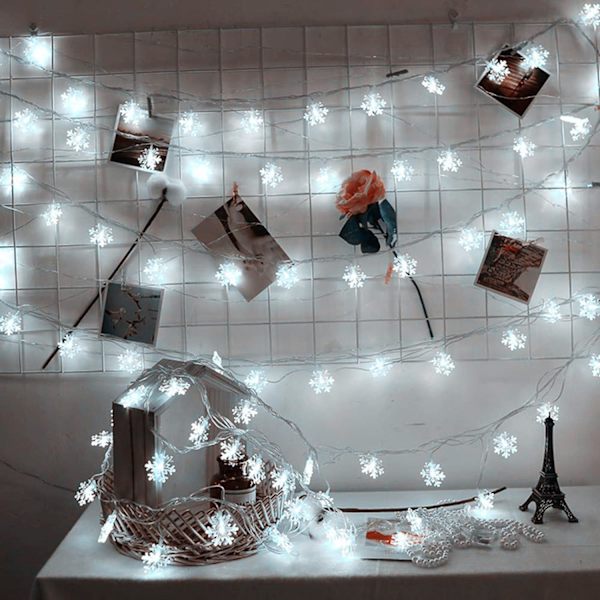 Julbelysning, Juldekorationer Snöflinga Strängljus