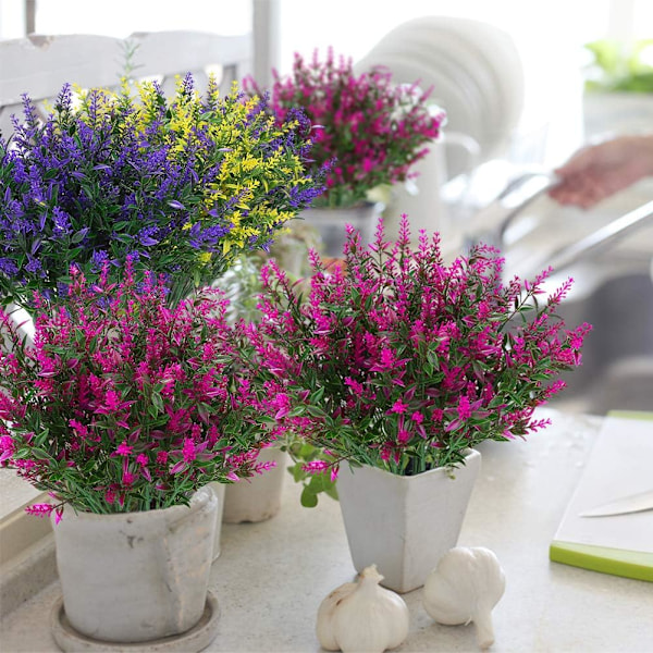 ##/Paket Konstgjorda Lavendelfalska Blommor Utomhus UV-Resistenta Buskar##/