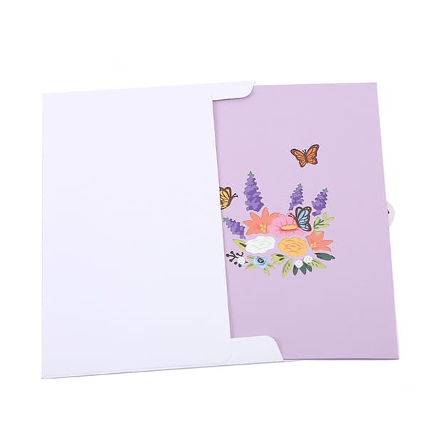 Sommerfugl Blomsterkurv Popup Kort, Håndlaget Blomsterhilsen Kort