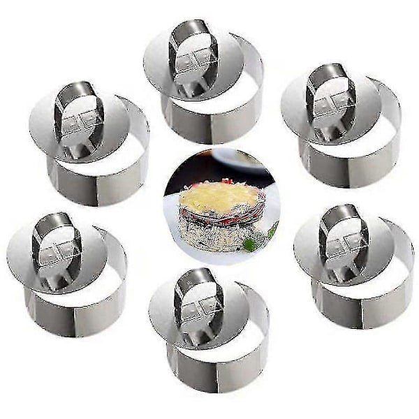 Mousseringar Kakring Rostfritt Stål, 8cm Diameter, 6 Stycken (rund)
